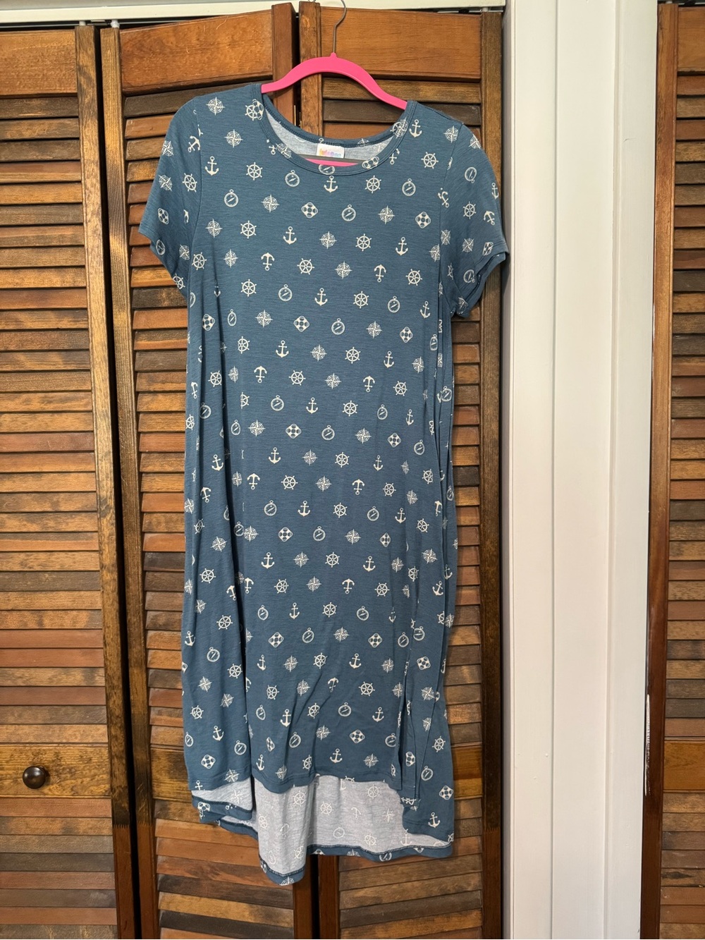 LuLaRoe Blue Nautical Anchor Print Casual Dress